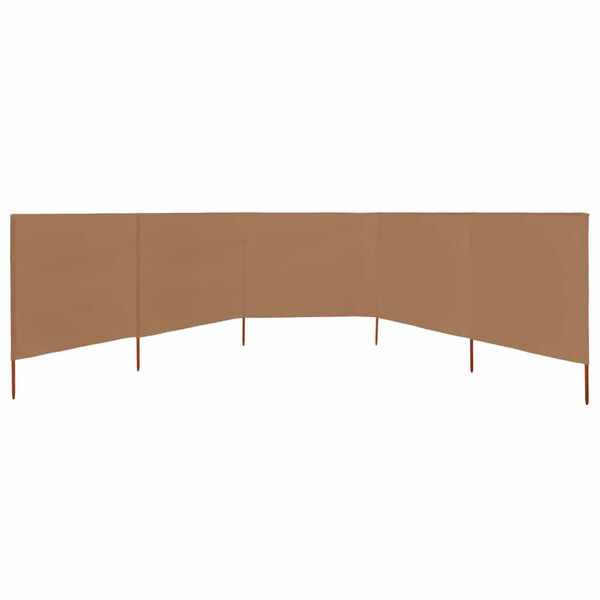 vidaXL Vindskjerm 5 paneler stoff 600x80 cm gråbrun