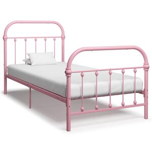 vidaXL Sengeramme rosa metall 90x200 cm