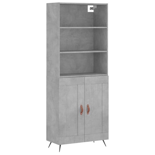 vidaXL Highboard betonggrå 69,5x34x180 cm konstruert tre