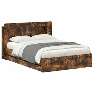 vidaXL Sengramme med oppbevaring og hodegavl R&oslash;kt Eik 135 x 190 cm