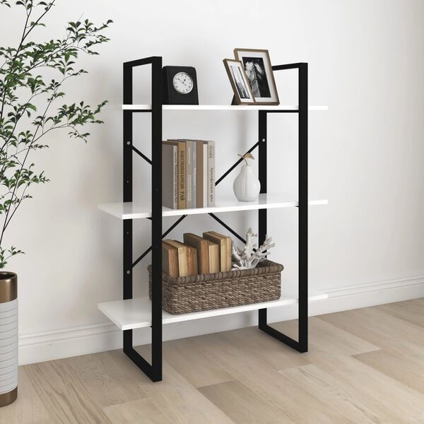 vidaXL Bokhylle hvit 80x30x105 cm konstruert tre