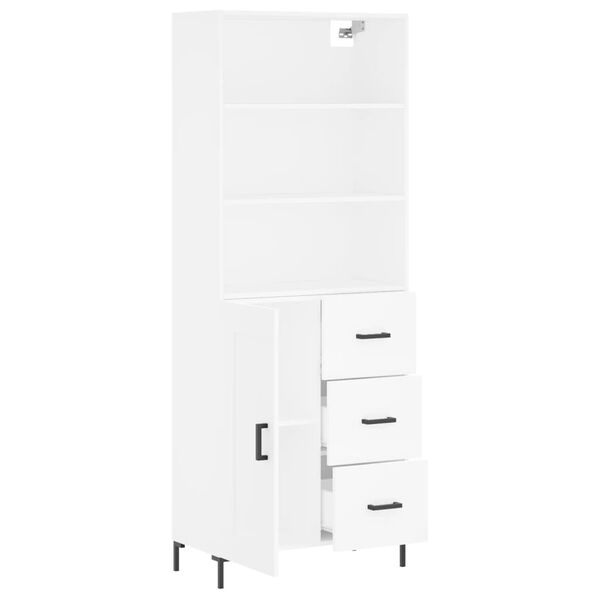 vidaXL Highboard hvit 69,5x34x180 cm konstruert tre