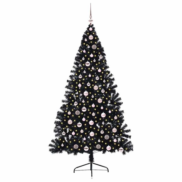 vidaXL Kunstig Forh&aring;ndsopplyst Juletre med 300 LED Svart 210 cm PVC
