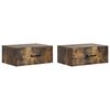 vidaXL Vegghengt Nattbord med skuff 2 pcs R&oslash;kt Eik 49 x 34,5 x 20 cm