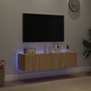 vidaXL Vegghengte TV-benker med LED 2 stk sonoma eik 60x35x31 cm