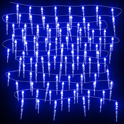 vidaXL Julelys istappformet 40 stk blå akryl fjernkontroll