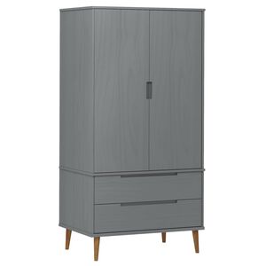 vidaXL Garderobe MOLDE grå 90x55x175 cm heltre furu