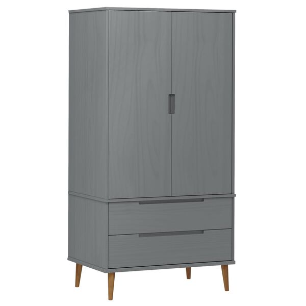vidaXL Garderobe MOLDE grå 90x55x175 cm heltre furu