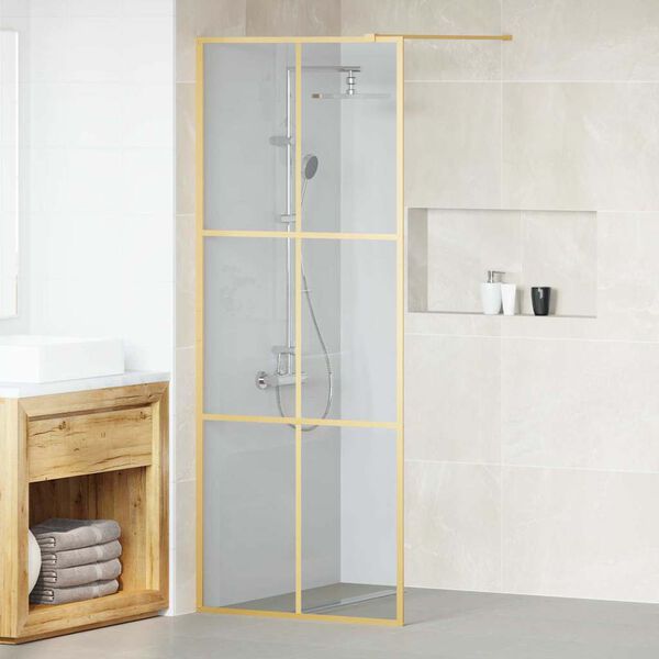 vidaXL Walk-in Dusjvegg Gull 80 x 195 cm herdet glass
