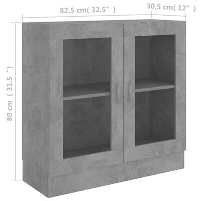 vidaXL Vitrineskap betonggrå 82,5x30,5x80 cm sponplate