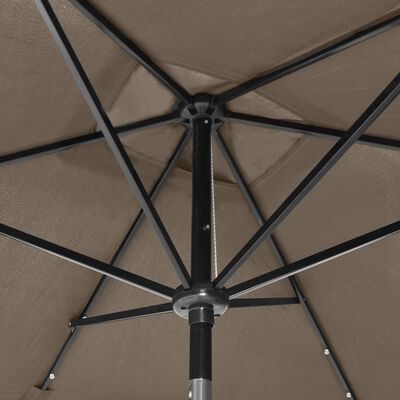 vidaXL Parasoll med lysdioder og stålstang gråbrun 2x3 m