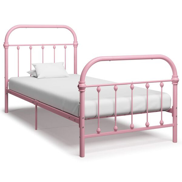 vidaXL Sengeramme rosa metall 90x200 cm