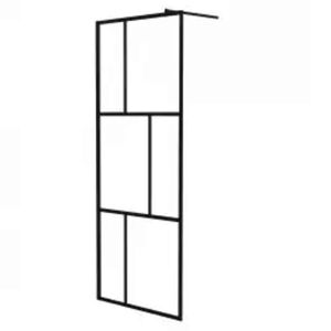 vidaXL Dusjvegg med herdet glass svart 80x195 cm