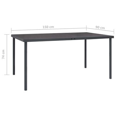 vidaXL Utendørs spisebord antrasitt 150x90x74 cm stål