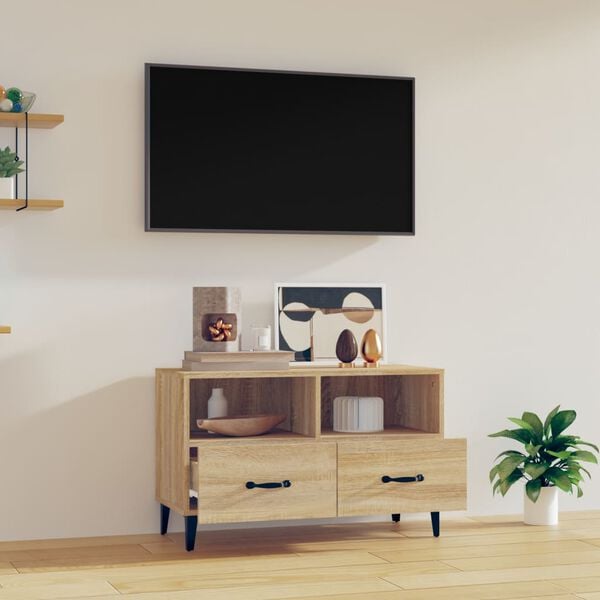 vidaXL TV-benk sonoma eik 80x36x50 cm konstruert tre
