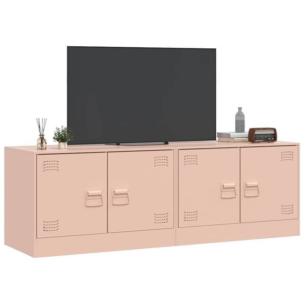 vidaXL TV-benker 2 stk rosa 67x39x44 cm st&aring;l