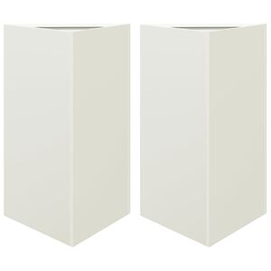 vidaXL Plantekasser 2 stk hvit trekantet 50x43x75 cm st&aring;l
