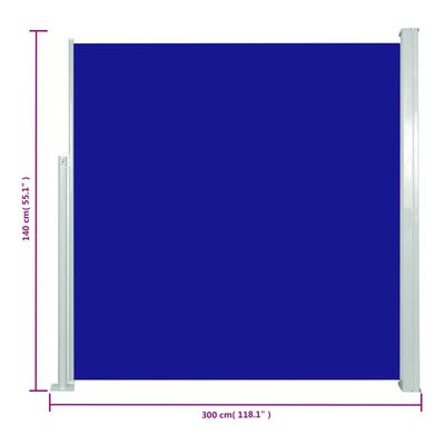 vidaXL Uttrekkbar sidemarkise 140x300 cm blå