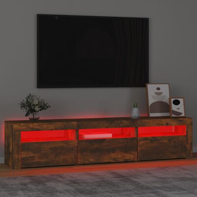 vidaXL TV-benk med LED-lys røkt eik180x35x40 cm