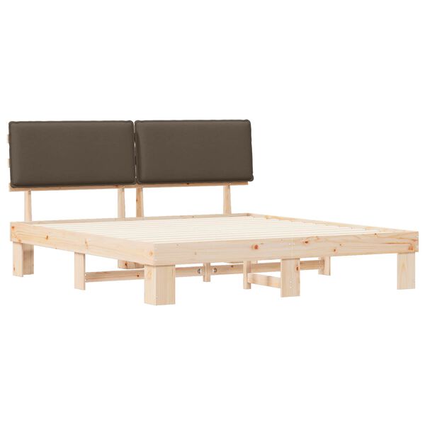 vidaXL Sengeramme med Polstret Hodegjerde Gr&aring;brun 200 x 200 cm