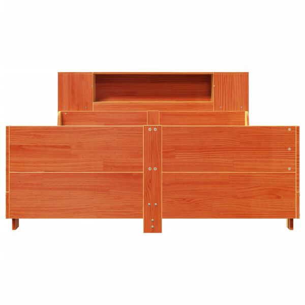 vidaXL Sengeramme uten madrass voksbrun 140x200 cm heltre furu