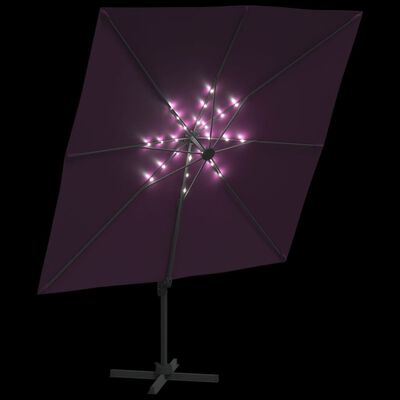 vidaXL Hengeparasoll med LED vinrød 400x300 cm