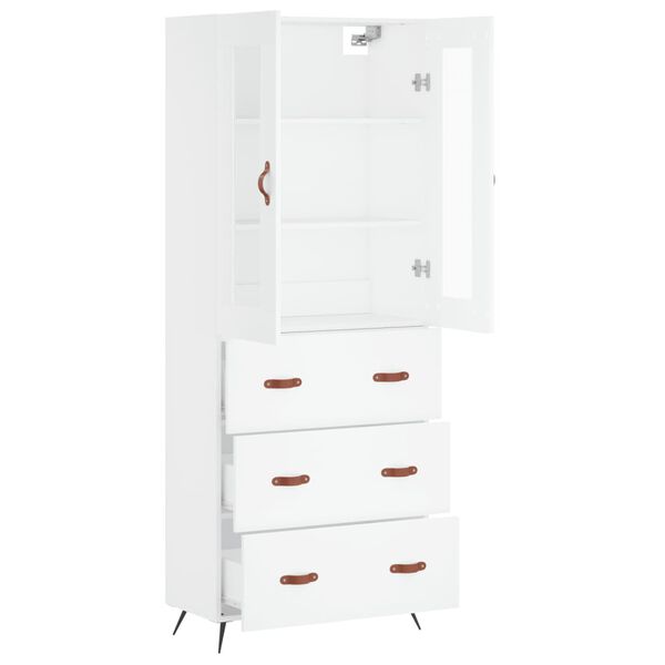 vidaXL Highboard hvit 69,5x34x180 cm konstruert tre