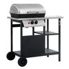 vidaXL Gassgrill med sidebord i 3 etasjer svart og s&oslash;lv