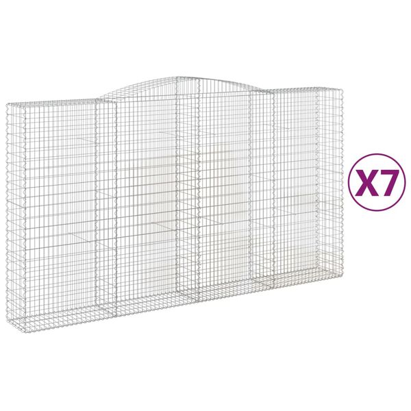 vidaXL Gabionkurver buede 7 stk 400x50x220/240 cm galvanisert jern
