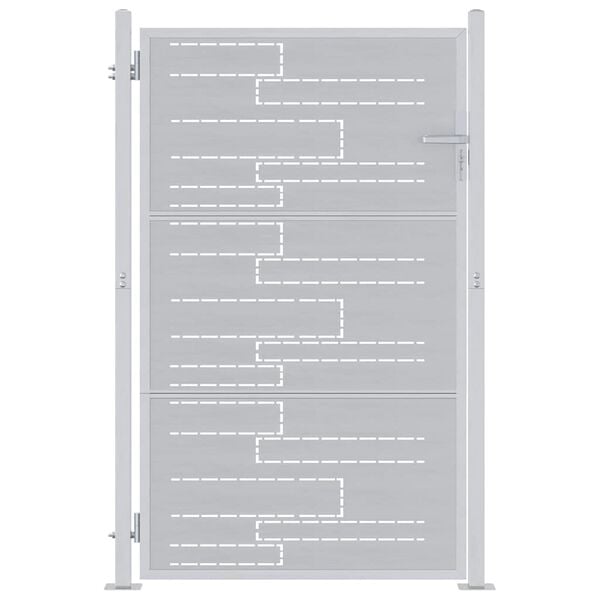 vidaXL Hageport med lås sølv 100 x 150 cm Rustfritt Stål