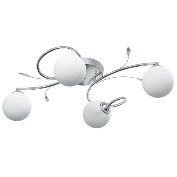vidaXL Taklampe med runde glasskjermer for 4 G9 LED-lys