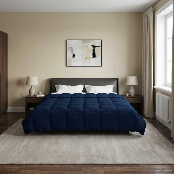 vidaXL Vinter Dynen Quilted M&oslash;rkebl&aring; 220 x 240 cm Mikrofiber