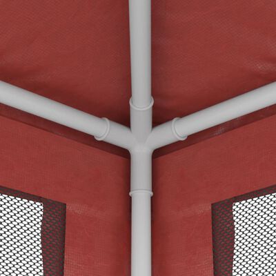 vidaXL Festtelt med 10 sidevegger av netting rød 3x12 m HDPE
