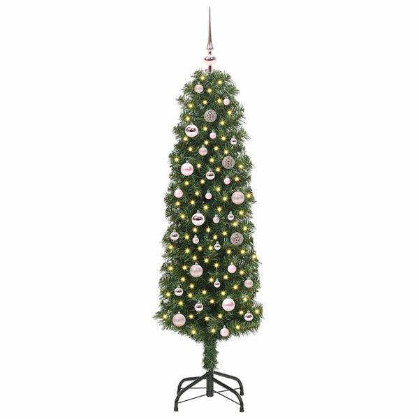 vidaXL Kunstig juletre med 150 LED grønn 150 cm PVC og stål og plast