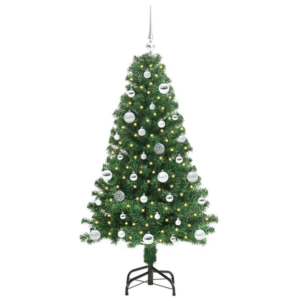 vidaXL Kunstig juletre med 150 LED gr&oslash;nn 150 cm PVC og St&aring;l og Plast