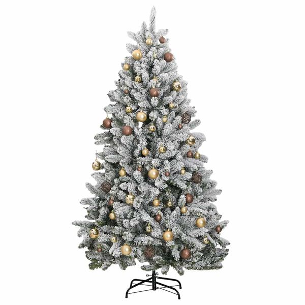 vidaXL Kunstig hengslet juletre med 300 LED og kulesett 270 cm