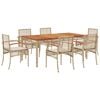 vidaXL Hagespisegruppe med puter 7 deler polyrotting beige