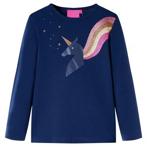 T-skjorte for barn med lange ermer marinebl&aring; 92