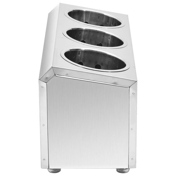 vidaXL Bestikkholder 3 rister rektangulær rustfritt stål