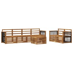 vidaXL Utend&oslash;rs sofa-sett 7 pcs Naturlig Solid akasietre