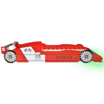 vidaXL Barnas racerbilseng med LED 90x200 cm rød