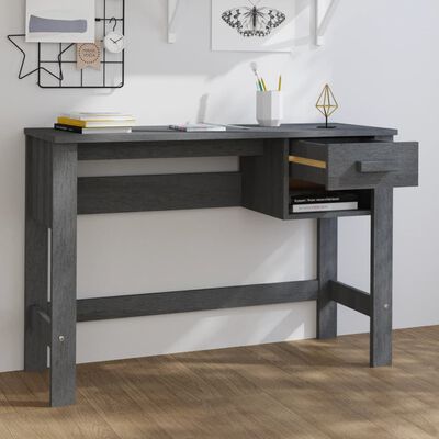 vidaXL Skrivebord HAMAR mørkegrå 110x40x75 cm heltre furu