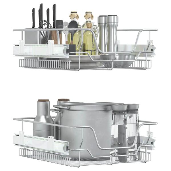 vidaXL Uttrekkbare kurvskuffer 2 stk s&oslash;lv 45 cm