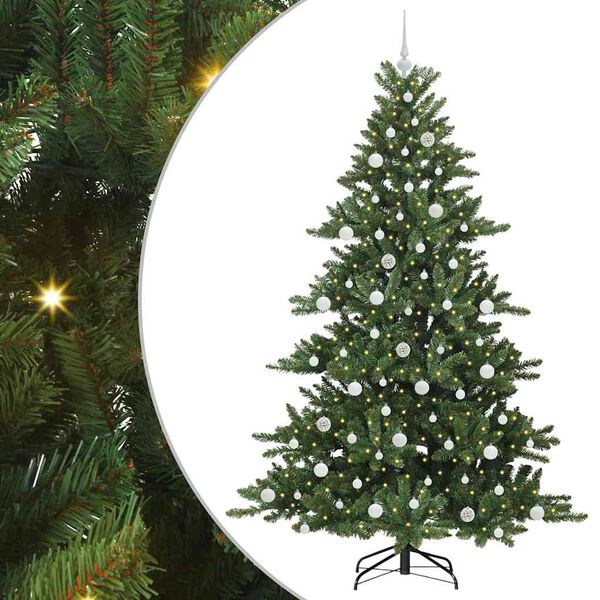 vidaXL Kunstig sammensatt juletre med 300 LED med stativ 210 cm PVC