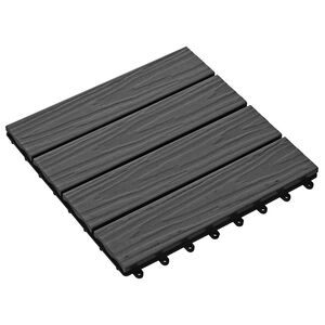 vidaXL Terrasseflis 3D-design 11 stk. Svart 30 x 30 cm WPC