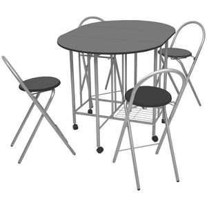 vidaXL Sammenleggbart spisesett MDF svart