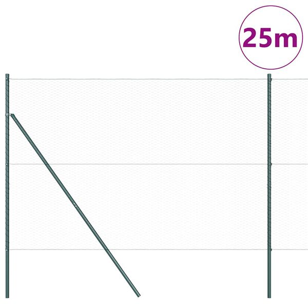 vidaXL Gjerdep&aring;le gr&oslash;nn 25 x 1,6 m (25 mm netting) St&aring;l og PVC