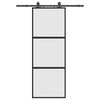 vidaXL Skyved&oslash;r med monteringssett svart 76x205 cm herdet glass