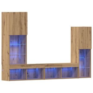 vidaXL TV-skap med LED -stripelys 4 pcs artisan eik Konstruert tre