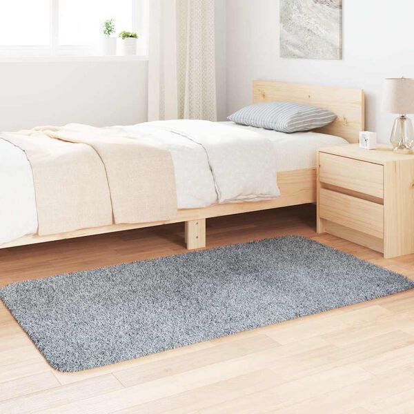 vidaXL Flossteppe med lang luv NAVARRA lysegr&aring; 80x150 cm polyester